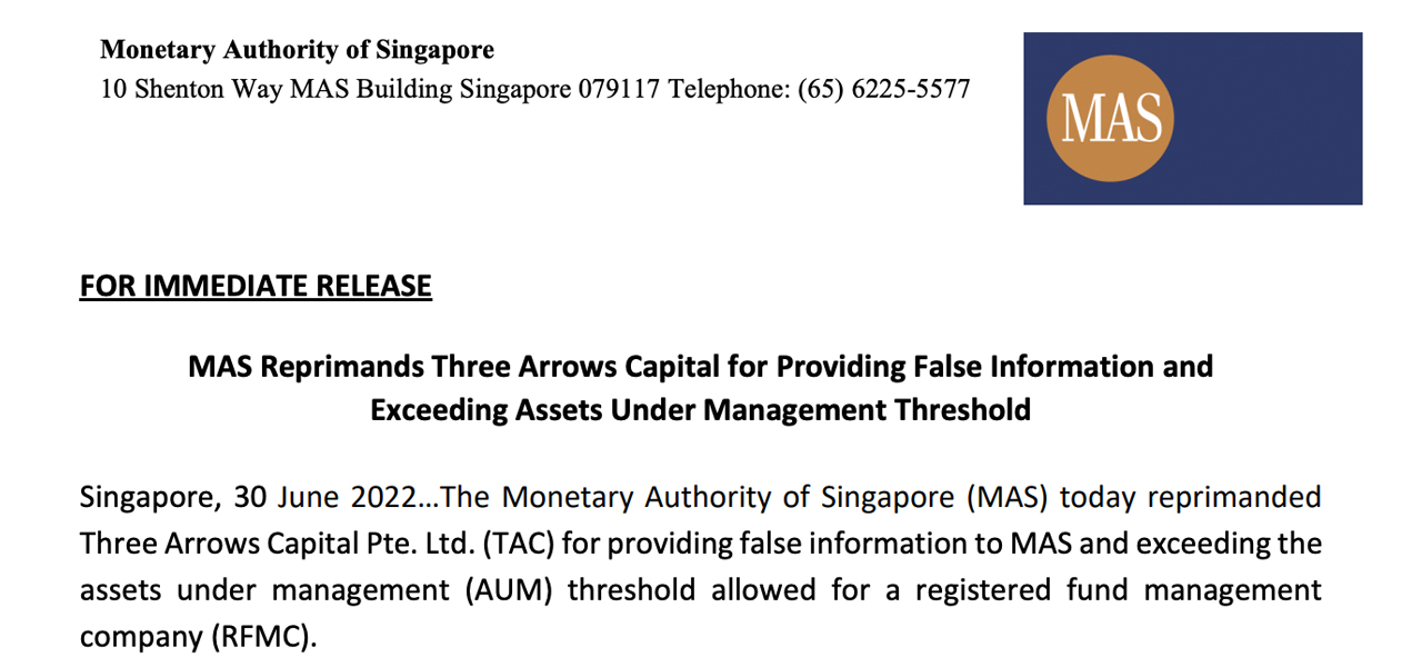 Troubled Crypto Hedge Fund 3AC Repreendido pela Autoridade Monetária de Cingapura, Liquidators Eye Su Zhu's Properties